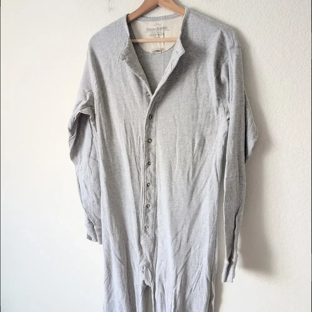 RARE Vtg Banana Republic‎ Cabin Wear 80s 90s Medium 100% Cotton One Piece Pajama